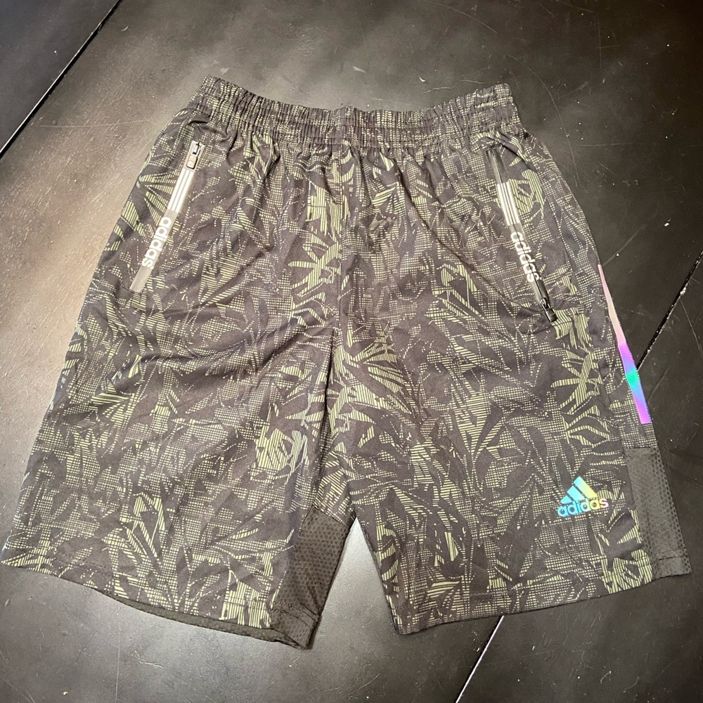 Adidas Men’s Black and Green athletic shorts